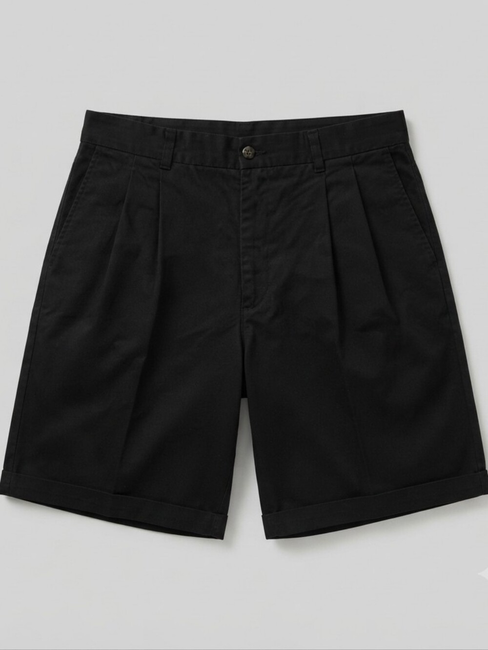 Puritan Men's Pleated Chino Shorts Size 36 Black Cotton Blend Casual Flat Front